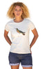 Marjorie portant un T-shirt Fanatura femme colibri taille S