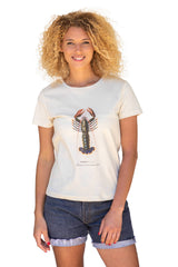 Marjorie portant un T-shirt Fanatura femme homard taille S
